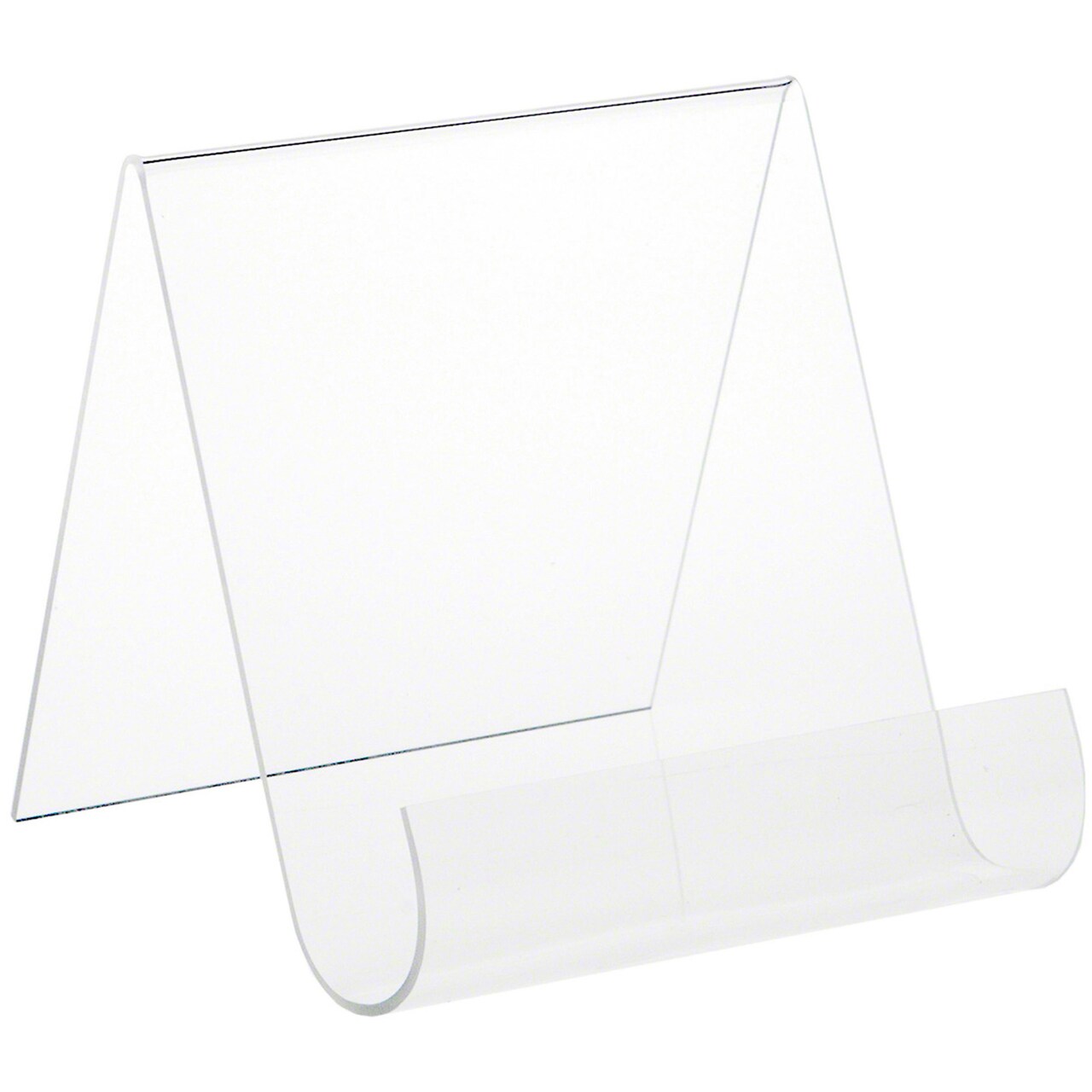 Plymor Clear Acrylic Flat Back Display Easel With Rounded Front, 8" H x 7.5" W x 8.5" D